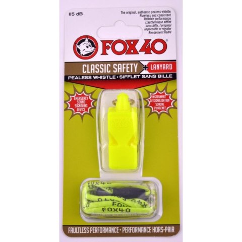 Gwizdek Fox 40 Classic Safety + sznurek 9903-1308 neonowy Fox