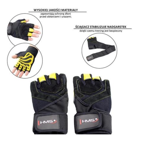 Rękawice na siłownię Black/Yellow HMS RST01 r.S HMS