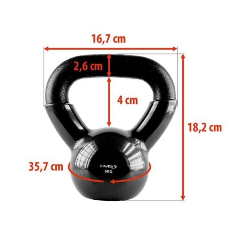 Kettlebell żeliwny Black HMS KNV06 6kg HMS