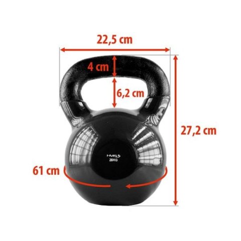 Kettlebell żeliwny pokryty winylem HMS black KNV28 HMS