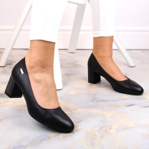 Czółenka na ozdobnym słupku Sergio Leone W SK314A czarne Sergio Leone