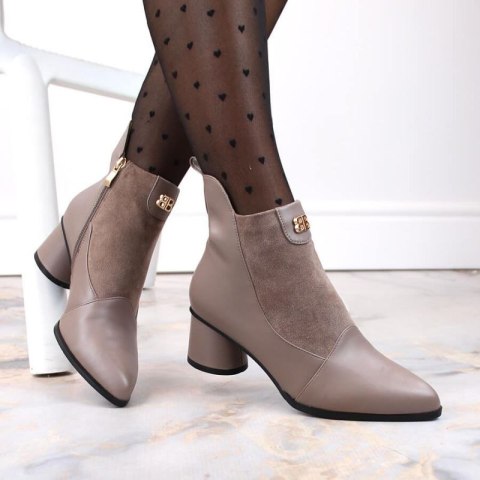 Botki na obcasie D&A S.Barski Premium Collection W OLI232B beżowe S.Barski