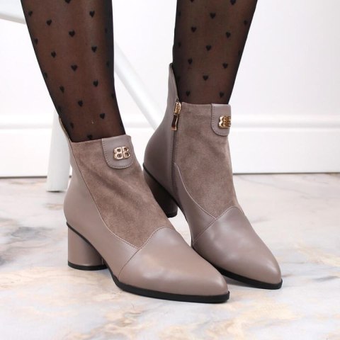 Botki na obcasie D&A S.Barski Premium Collection W OLI232B beżowe S.Barski