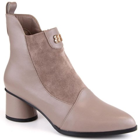 Botki na obcasie D&A S.Barski Premium Collection W OLI232B beżowe S.Barski