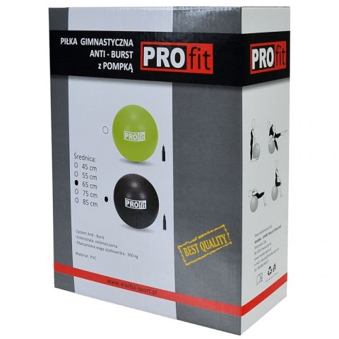 Piłka gimnastyczna PROfit 75cm czarna z pompką DK2102 Inny
