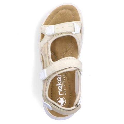 Komfortowe sandały na rzepy Rieker W RKR691 beżowe Rieker