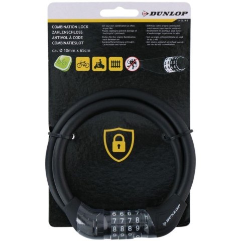 Zapięcie rowerowe Dunlop linka, szyfr 10 mm x 65 cm 1042497 Dunlop