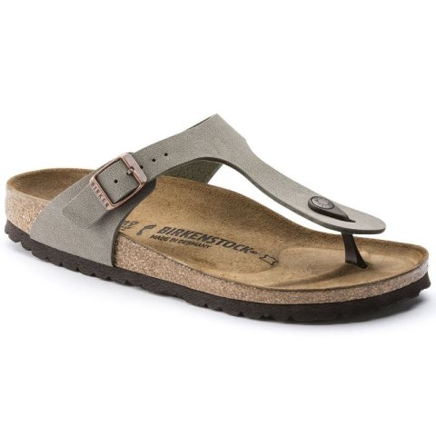 Japonki damskie szare-beżowe Birkenstock Gizeh Birko-Flor Nubuck Stone regular szerokie (43391) Birkenstock