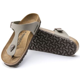 Japonki damskie szare-beżowe Birkenstock Gizeh Birko-Flor Nubuck Stone regular szerokie (43391) Birkenstock