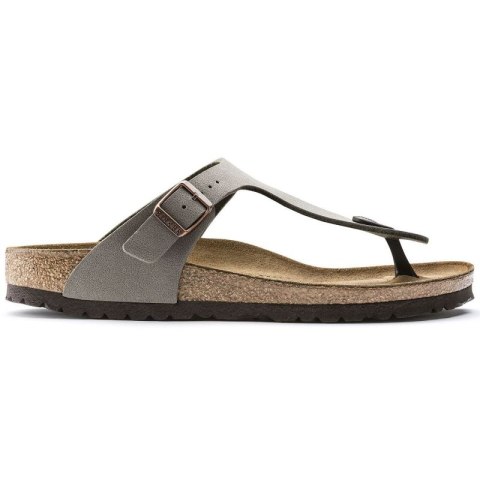 Japonki damskie szare-beżowe Birkenstock Gizeh Birko-Flor Nubuck Stone regular szerokie (43391) Birkenstock