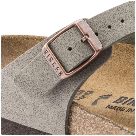 Japonki damskie szare-beżowe Birkenstock Gizeh Birko-Flor Nubuck Stone regular szerokie (43391) Birkenstock