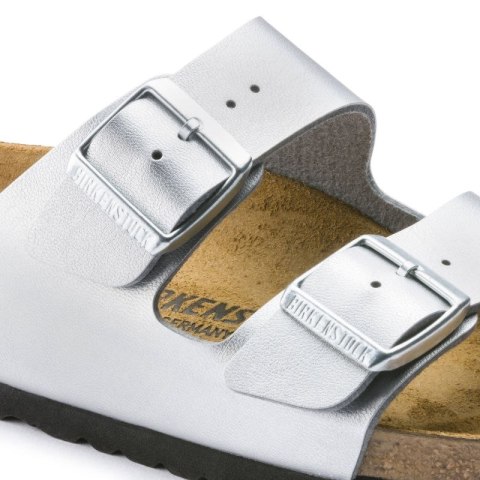 Klapki damskie Birkenstock srebrne Arizona Birko-Flor Silver regular szerokie (1012282) Birkenstock