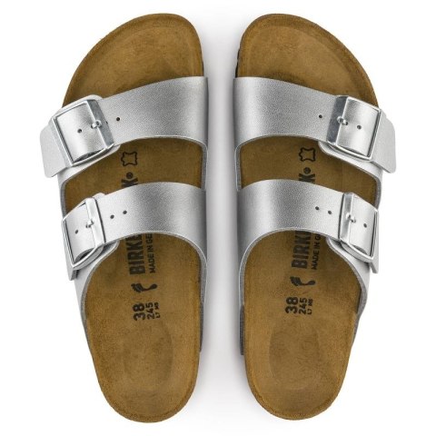 Klapki damskie Birkenstock srebrne Arizona Birko-Flor Silver regular szerokie (1012282) Birkenstock