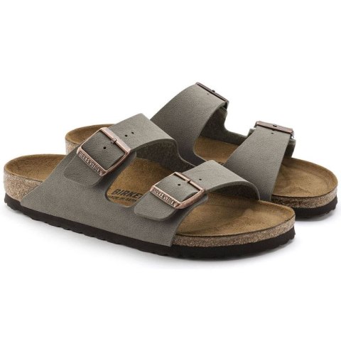 Klapki damskie/męskie Birkenstock Arizona Birko-Flor Nubuck Stone regular szerokie szare (0151211) Birkenstock