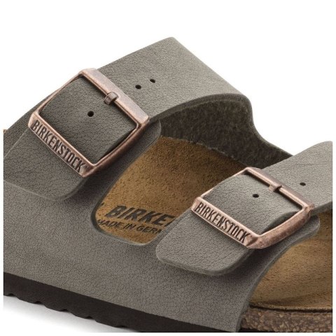Klapki damskie/męskie Birkenstock Arizona Birko-Flor Nubuck Stone regular szerokie szare (0151211) Birkenstock