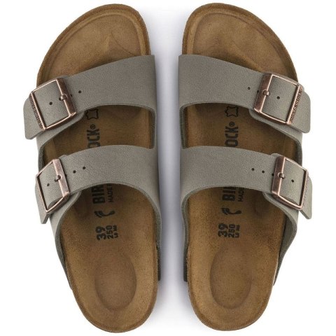 Klapki damskie/męskie Birkenstock Arizona Birko-Flor Nubuck Stone regular szerokie szare (0151211) Birkenstock