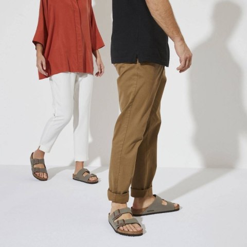 Klapki damskie/męskie Birkenstock Arizona Birko-Flor Nubuck Stone regular szerokie szare (0151211) Birkenstock
