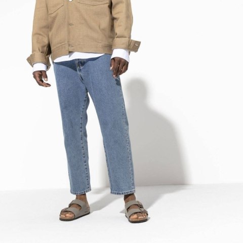 Klapki damskie/męskie Birkenstock Arizona Birko-Flor Nubuck Stone regular szerokie szare (0151211) Birkenstock