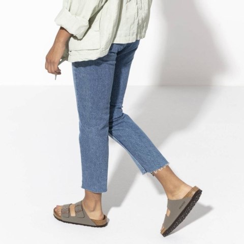 Klapki damskie/męskie Birkenstock Arizona Birko-Flor Nubuck Stone regular szerokie szare (0151211) Birkenstock