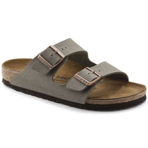 Klapki damskie/męskie Birkenstock Arizona Birko-Flor Nubuck Stone regular szerokie szare (0151211) Birkenstock