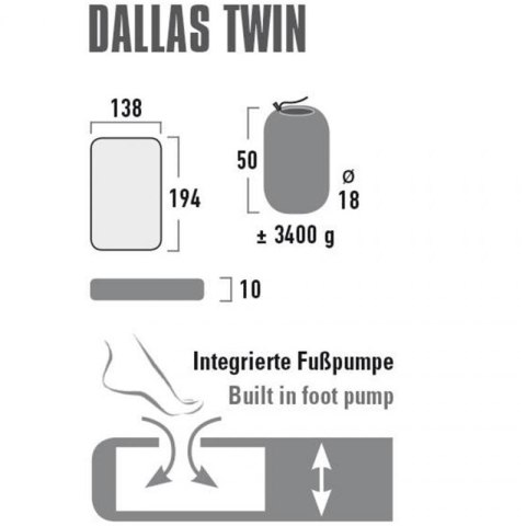 Materac High Peak Dallas Twin 194x138x10 41033 High Peak