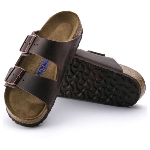 Klapki damskie Birkenstock Arizona Soft Footbed Oiled Leather Habana narrow wąskie (0452763) Birkenstock