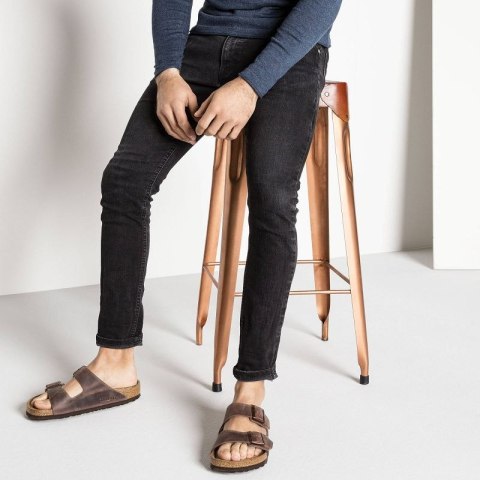 Klapki damskie Birkenstock Arizona Soft Footbed Oiled Leather Habana narrow wąskie (0452763) Birkenstock