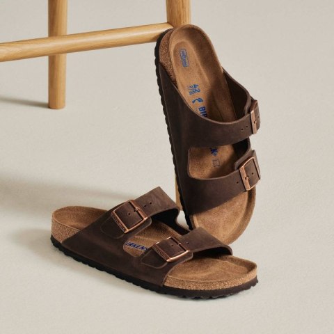 Klapki damskie Birkenstock Arizona Soft Footbed Oiled Leather Habana narrow wąskie (0452763) Birkenstock