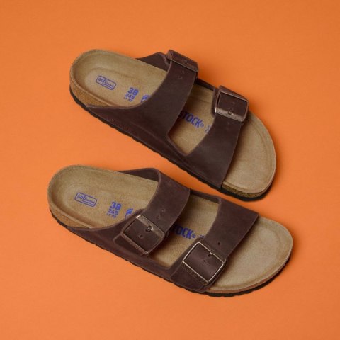 Klapki damskie Birkenstock Arizona Soft Footbed Oiled Leather Habana narrow wąskie (0452763) Birkenstock