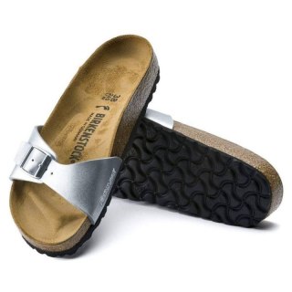 Klapki damskie Birkenstock Madrid Birko-Flor Silver srebrne regular szerokie (0040411) Birkenstock