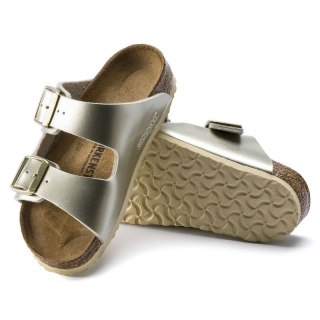 Klapki dziewczęce Birkenstock Arizona Kids Birko-Flor Electric Metallic Gold narrow wąskie (1014841) Birkenstock