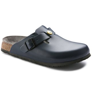 Chodaki damskie Birkenstock Boston ESD Blue skóra naturalna klapki narrow wąskie (0061388) Birkenstock