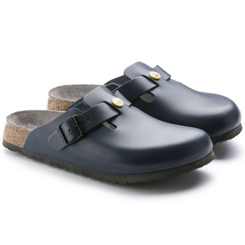 Chodaki damskie Birkenstock Boston ESD Blue skóra naturalna klapki narrow wąskie (0061388) Birkenstock