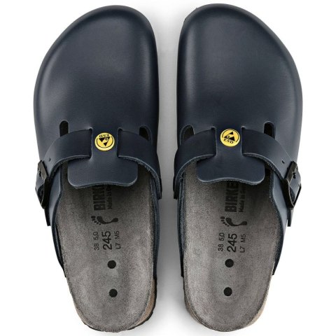 Chodaki damskie Birkenstock Boston ESD Blue skóra naturalna klapki narrow wąskie (0061388) Birkenstock