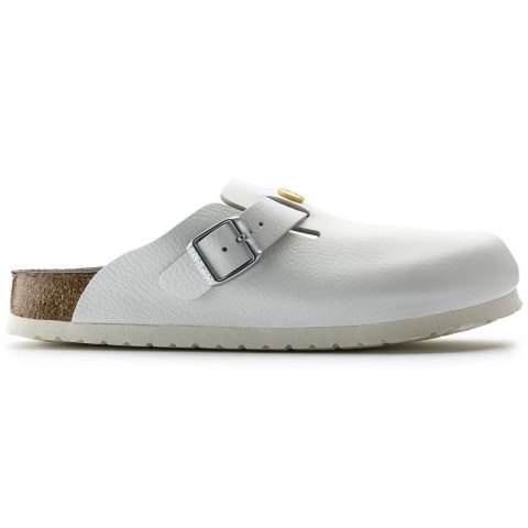 Chodaki damskie Birkenstock Boston ESD White skóra naturalna klapki medyczne narrow wąskie (0061378) Birkenstock