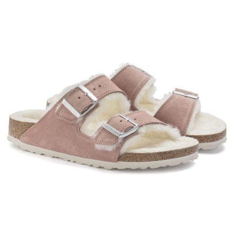 Klapki ocieplane Birkenstock Arizona Suede Leather Shearling Pink Clay LAF wąskie narrow (1023258) Birkenstock