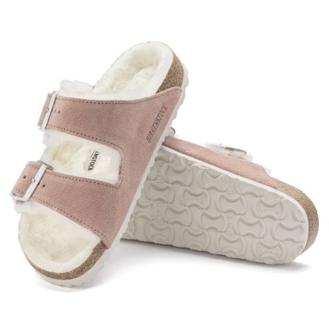 Klapki ocieplane Birkenstock Arizona Suede Leather Shearling Pink Clay LAF wąskie narrow (1023258) Birkenstock