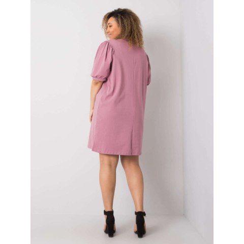 Brudnoróżowa sukienka plus size z bawełny (RV-SK-6319.65)