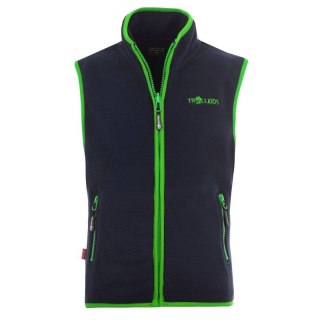 Kamizelka polarowa dziecięca dla chłopca/dziewczynki Trollkids Kids Arendal Vest navy/viper green (134-100) Trollkids