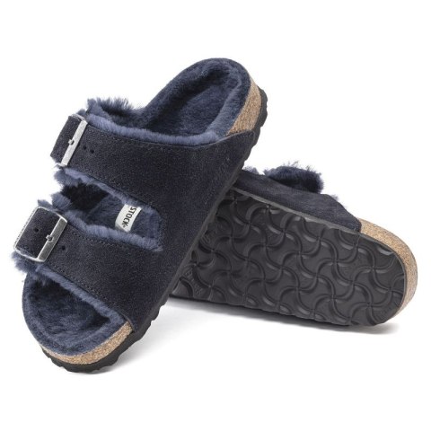 Klapki ocieplane Birkenstock Arizona VL Shearling Midnight skóra zamszowa szerokie regular (1020592) Birkenstock