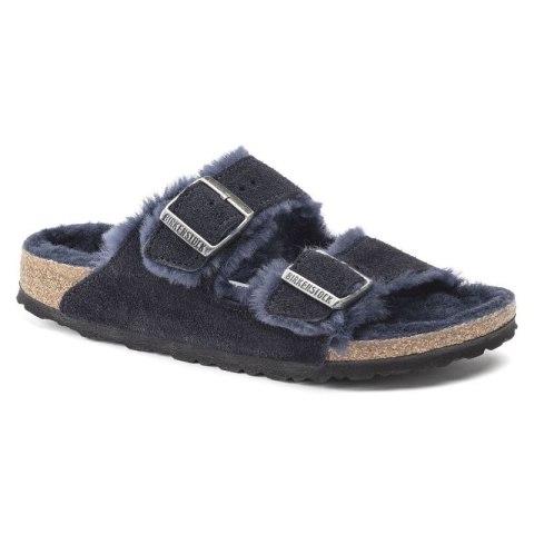 Klapki ocieplane Birkenstock Arizona VL Shearling Midnight skóra zamszowa szerokie regular (1020592) Birkenstock