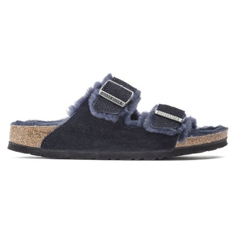 Klapki ocieplane Birkenstock Arizona VL Shearling Midnight skóra zamszowa szerokie regular (1020592) Birkenstock