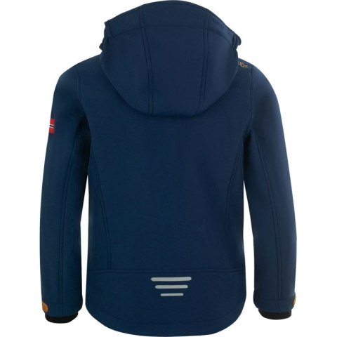 Kurtka softshellowa dziecięca TrollKids Kids Trollfjord Jacket mystic blue/golden yellow softshell granatowa (161-146) Trollkids
