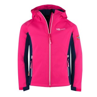 Kurtka sportowa dziewczęca TrollKids Girls Kristiansand Jacket navy/magenta softshell różowa (321-114) Trollkids