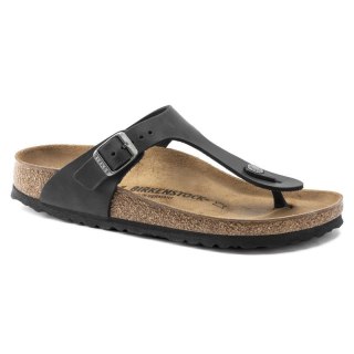 Japonki damskie/męskie Birkenstock Gizeh NU Oiled Black Regular olejowana skóra na szeroką stopę (0845251) Birkenstock
