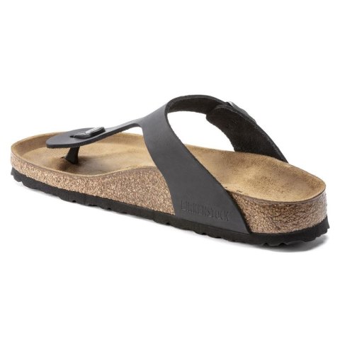 Japonki damskie/męskie Birkenstock Gizeh NU Oiled Black Regular olejowana skóra na szeroką stopę (0845251) Birkenstock