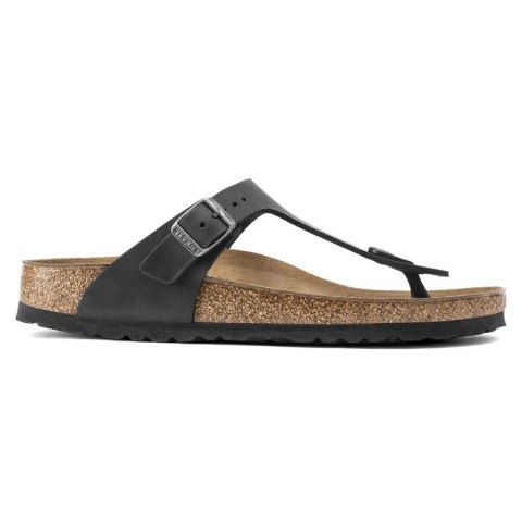 Japonki damskie/męskie Birkenstock Gizeh NU Oiled Black Regular olejowana skóra na szeroką stopę (0845251) Birkenstock