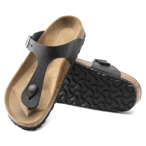 Japonki damskie/męskie Birkenstock Gizeh NU Oiled Black Regular olejowana skóra na szeroką stopę (0845251) Birkenstock
