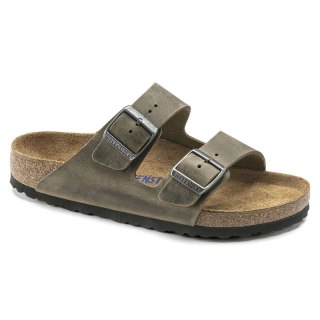 Klapki damskie/męskie Birkenstock Arizona Soft Footbed Oiled Leather Narrow Faded Khaki na wąską stopę olejowana skóra (1019377) Birkenstock