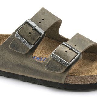 Klapki damskie/męskie Birkenstock Arizona Soft Footbed Oiled Leather Narrow Faded Khaki na wąską stopę olejowana skóra (1019377) Birkenstock